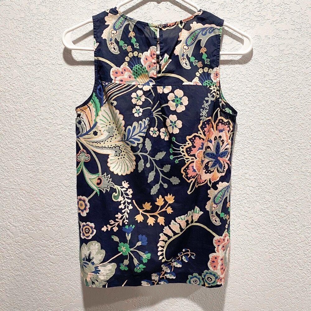 J. CREW Liberty Blouse Top in Symphony Floral Women’s 0 Navy Sleeveless Tank - Picture 2 of 10